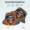 thumbnail image 3 of Kll Cartoon Pumpkin Skull Bucket Hat for Women Men Packable Travel Beach Sun Hat Outdoor Rave Accessories Reflective Fisherman Cap, 3 of 6