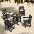 thumbnail image 5 of DYCANPO 5-Piece Outdoor Dining Set with Umbrella Hole, HDPS Square Patio Table Set for 4, Black, 5 of 7