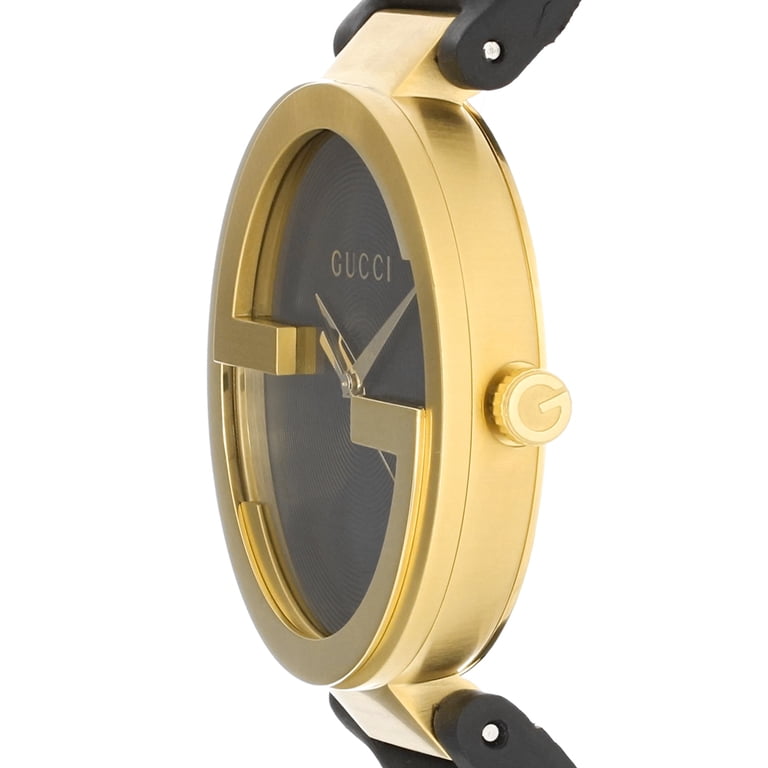 Gucci 133 Interlocking G Men's Gold-Tone Black Strap Swiss Quartz