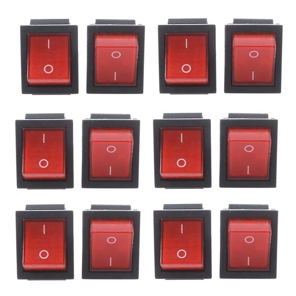16A/250VAC 20A/125VAC Red Indicator Light 4 Pin ON/OFF DPST Rocker Switch 12 Pcs,12 Switch