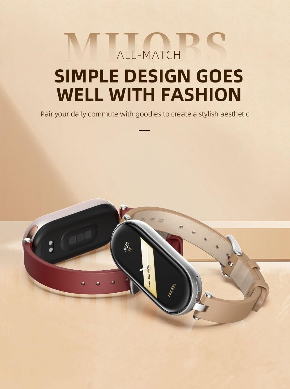 CRKMGS-Strap for Xiaomi Mi Band 10/9/8 Leather Replacement Straps for Mi Fit Band 9 Breathable SmartWatch Straps Wristband Bracelet