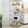 thumbnail image 2 of Zimtown 6 Tire Heavy Duty Wire Garage Storage Rack, Steel Corner Shelving with Wheels, Silver, 2 of 8