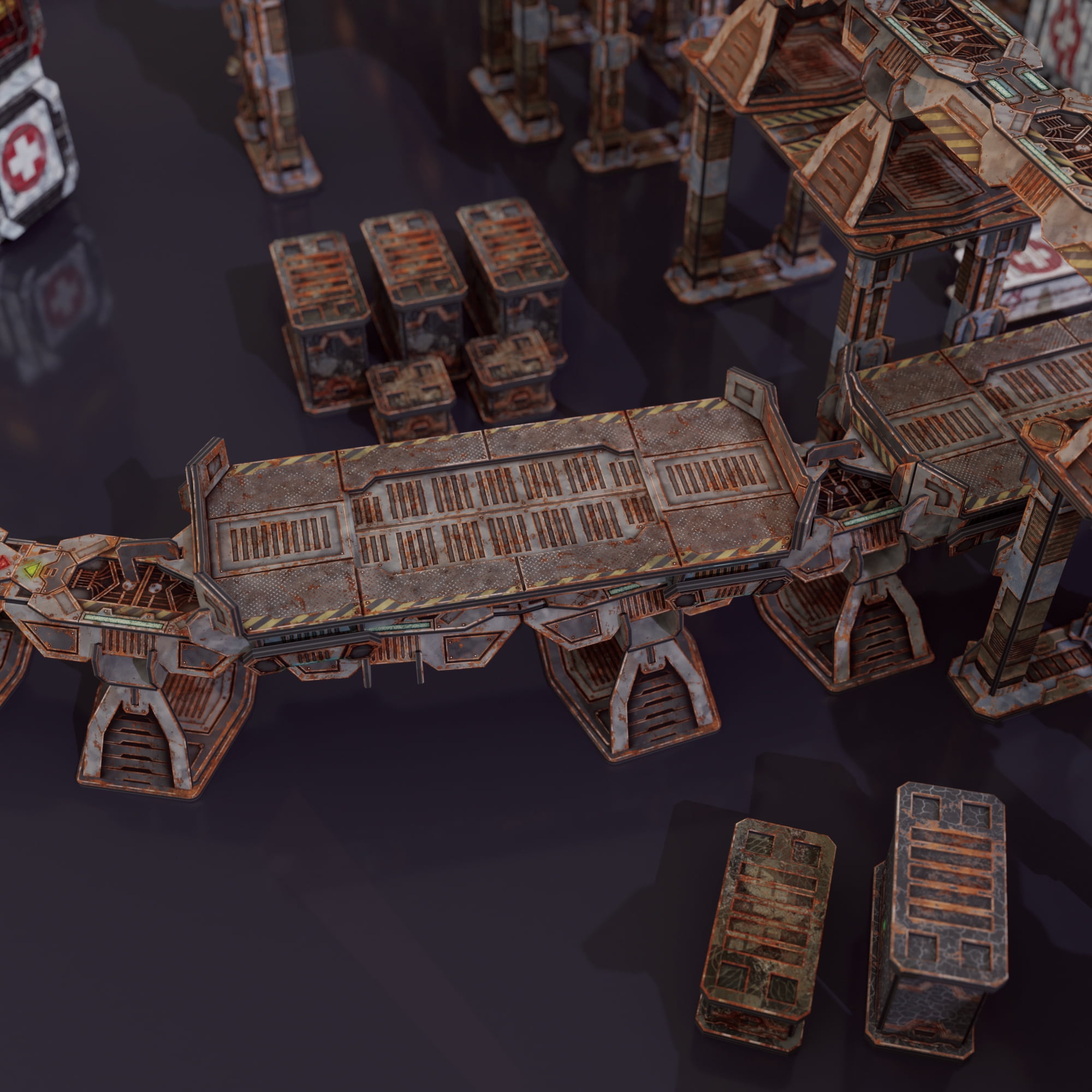 TinkerTurf Sci-Fi Terrain: MagLev Rail Add-On - Abandoned Theme