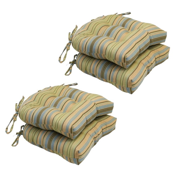 Blazing Needles 916X16US-T-4CH-ID-064 16 in. U-Shaped Jacquard Tufted Chair Cushions - Set of 4