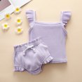 thumbnail image 4 of Vedolay Two Piece Sets For Girl Girls' Active Shorts Set - 2 Piece Short Sleeve T-Shirt and Shorts,Purple 3-6 Months, 4 of 5