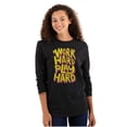 thumbnail image 3 of Retro Work Play Hard Mantra Motto Plus Size Long Sleeve Graphic Tee Shirt Brisco Brands 3X, 3 of 5