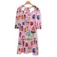 thumbnail image 3 of Ice-Cream Pattern Sweetheart Knot Flared Dress Fashion Design Large Size Loose Dress Summer Ice Icecream Ice Cream Sundae, 3 of 4