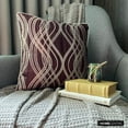 thumbnail image 4 of The HomeCentric Cushion Covers, Brown Pack of 2, 14x14 inch (35x35 cm) Throw Pillow Covers, Jacquard Silk Pattern Throw Pillows For Couch, Striped Pattern Contemporary Style Easter - Chain Sling, 4 of 8