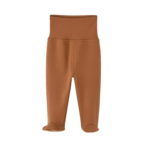Odeerbi 3-12 Meses Niños Niñas Algodón Footie Pijama Pantalones de Cintura Alta Sleepwear Bottoms Cómodo Color Sólido Sleepwear Casual Pantalones