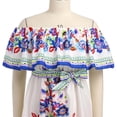 thumbnail image 6 of Bibifish Womens Dresses Ethnic Style Off Shoulder Red Floral Printed Long Maxi Dresses Breathable Flowy Swing Dresses Elegant Travel Outfits, 6 of 9