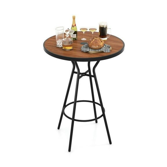 GVN Counter Bar Table, Bartable,28 Inches Outdoor Bar Table with Wood-Like Tabletop for Backyard Garden
