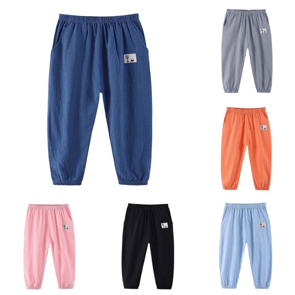 LIIPEE Boys Casual Pants Kids Comfortable Elastic Waist Graphic Loose Fit Tapered Leg Trousers With Pockets Outdoor Breathable Versatile Fashion Pants,4-5 Years