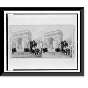 Historic Framed Print, Paris, changing horses at Arc de Triomph, 17-7/8" x 21-7/8"