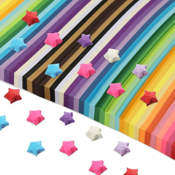 2060 Hojas de Papel de de Estrella, Tira de Papel de 27 Colores Surtidos, Tiras de Papel de DecoracióN de Color SóLido de de Doble Cara