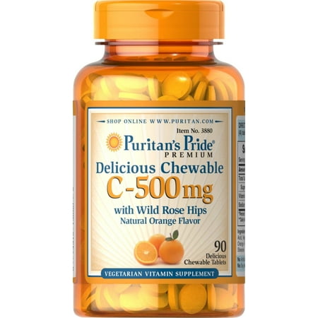 Puritan's Pride Vitamin C Chewables with Rose Hips, 500mg, 90 (Best Roses For Rose Hips)