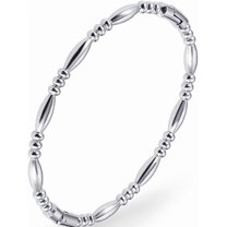 Stainless Steel Classic Plain Water Drop Beads Style Open Clasp Bangle Bracelet