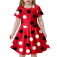 thumbnail image 1 of LUOGENLI Robe Mode pour Enfants Imprimé à Pois Robe Ajustée à Manches Courtes (4 13 Ans) Ensemble Jupe Maxi Fluide Rouge 4-5 Ans, 1 of 4