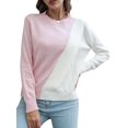 thumbnail image 1 of Women Sweater O Neck Splicing Color Casual Pullovers, 1 of 8