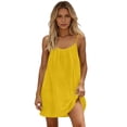 thumbnail image 2 of Backless Cami Dress for Women Spaghetti Strap Summer Flowy Midi Sundress Cotton Beach Lounge Dress Yellow 2XL, 2 of 8