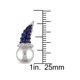 Perle de Culture d'Eau Douce Blanche 8-8.5mm avec Diamant and A Créé des Boucles d'Oreilles Saphir Bleu à Levier en Argent Sterling and Rhodium Noir – image 3 sur 3