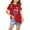 Red, variant on Sakmal Clothes For Kids Yellow Cotton Floral Crew Neck 3-7y Short Sleeve Daily Life Summer Outfits For Kids 2024