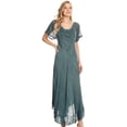 thumbnail image 5 of Sakkas Egan Long Embroidered Caftan Dress / Cover Up With Embroidered Cap Sleeves - Teal - One Size Regular, 5 of 5