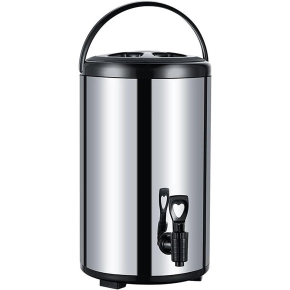 VANLUMZ NCTS Stainless Steel Insulated Beverage Dispenser, 12L/3.2Gal for Hot Tea&Coffee, Cold Milk, Water,Juice, Silver
