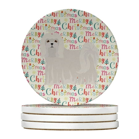 

Maltese Merry Christmas Large Sandstone Coasters Pack of 4 4 in x 4 in