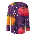 thumbnail image 5 of Halloween Shirts for Women Long Sleeve Round Neck Pumpkin Graphic Print Funny Tee Tshirts Loose Fit Plus Size (S, Purple 01), 5 of 5