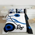thumbnail image 2 of Manfei Abstract Music Note Full Size Comforter Sets,Geometric Circle Bedding Comforter Set,Blue Black White Bedding Sets,Luxury Bedroom Decor,3pcs, 2 of 8