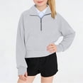 thumbnail image 2 of DJDLJWCJ Girls Pullover Sweatshirt 5-14 Quarter Zip Stand Collar Kids Sweatshirts Loose Fit Casual Sweatshirts with Pocket Gray Size 9, 2 of 9