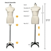 Professional Sewing Mannequin, Female Dress Form for Display and Tailor Design, Height Adjustable Torso with Stable Metal Base