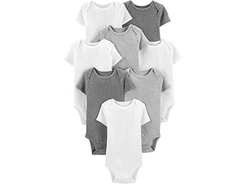 White LOT OF 8 Simple Joys by Carter's Short Sleeve Bodysuits 
