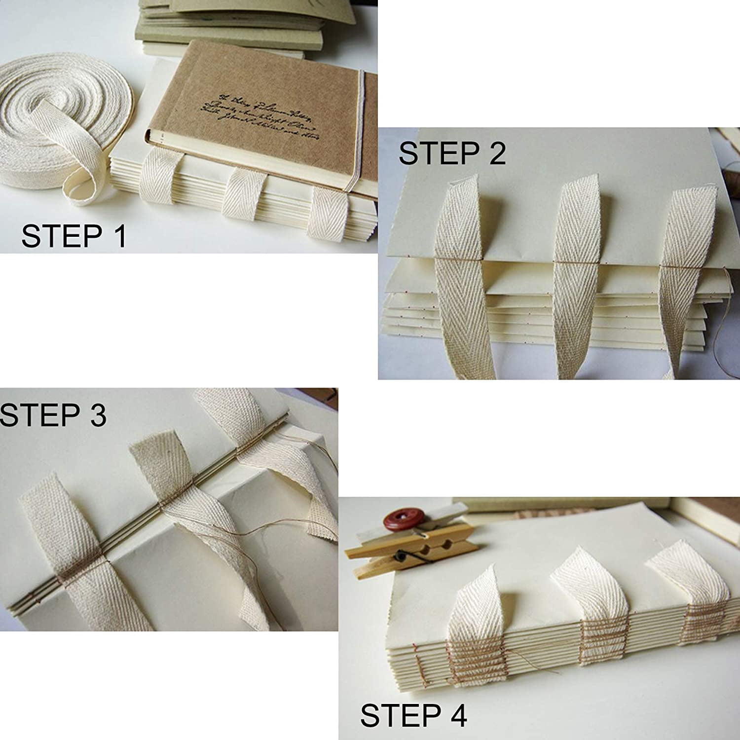 啊啊啊啊 Bookbinding Kits, Bookbinding Supplies Hand Book Binding Starter Tools Set with Genuine Bone Folders, Paper Awl, Large-Eye Needles, Waxed Thread, Binding Ribbon, Glue Brush, Steel Ruler