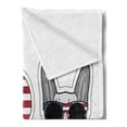 thumbnail image 2 of Bulldog Soft Flannel Fleece Blanket, Funny Print of I Love Dogs American Flag in a Heart Animal in Sunglasses, Cozy Plush for Indoor and Outdoor Use, 50" x 70", White and Multicolor, by Ambesonne, 2 of 5