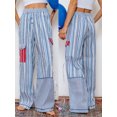 thumbnail image 2 of Raccmtaty Women Striped Pants, Elastic Waist Casual Pants Loose Trousers Streetwear with Pockets, 2 of 8
