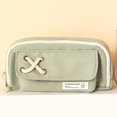 thumbnail image 1 of 1pc Simple Three-layer Large Capacity Pencil Bag Student School Supplies Storage Bag Large Opening Soft Cloth Pencil Case With Mesh Bag Boys Girls Cute Stationery Bag Prize Gifts, 1 of 5