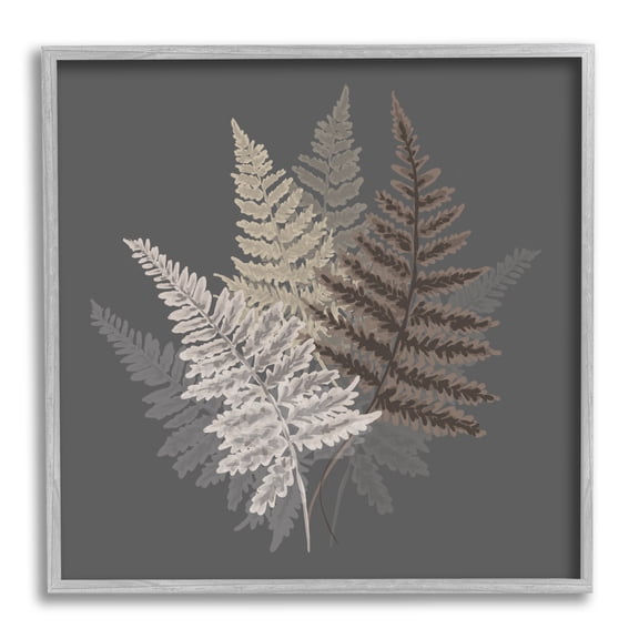 Stupell Industries Botanical Fern Leaves Modern Layered Nature Design Graphic Art Gray Framed Art Print Wall Art, Design by House of Rose