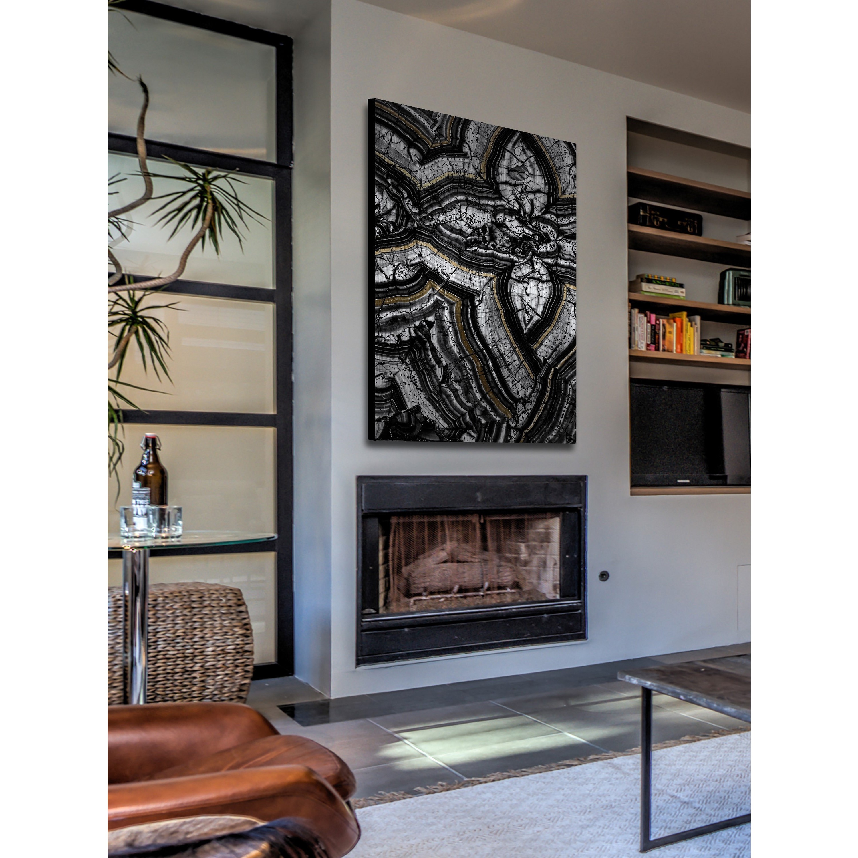 Marmont Hill - "Layer Fragments" Painting Art Print On Brushed Aluminum, 30.0" x 1.5"