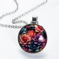 thumbnail image 2 of Petal flower Women's Glass Circular Pendant Necklace, 2 of 5