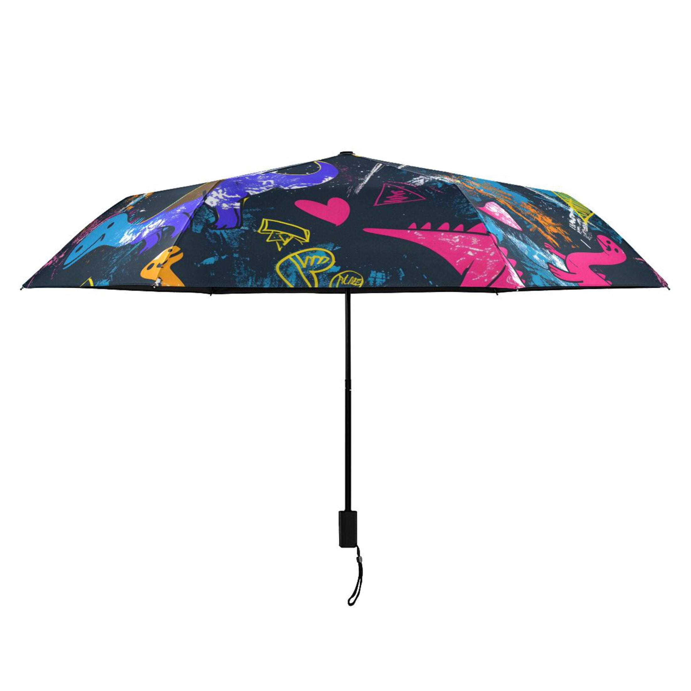 Fun Colorful Dinosaurs Compact Sun Umbrella Windproof Travel Umbrellas for Rain Strong Portable UV Protection