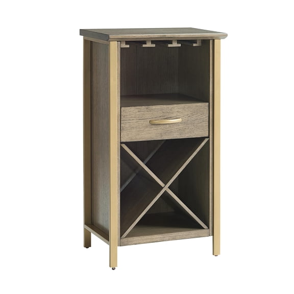 Pemberly Row Contemporary Multi-Functional Mini Bar Cabinet-Dune and Gold