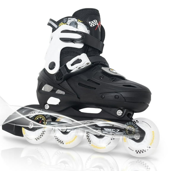 MammyGol Inline Skates for Boys and Girls Youth, 4 Size Adjustable Roller Skates with PU Flashing Wheels, Aggressive Inline Skates High Performance for Kids, Size: Medium - Big Kid (13C-3 US)