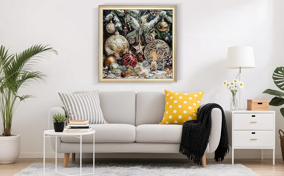 Adult Christmas Baubles & Candles Diamond Painting Kit — Beginner-Friendly Winter DIY Set — 5D Full-Drill Gem Dot Art Kit — Home Wall Decor (40 x 40 cm, Unframed)