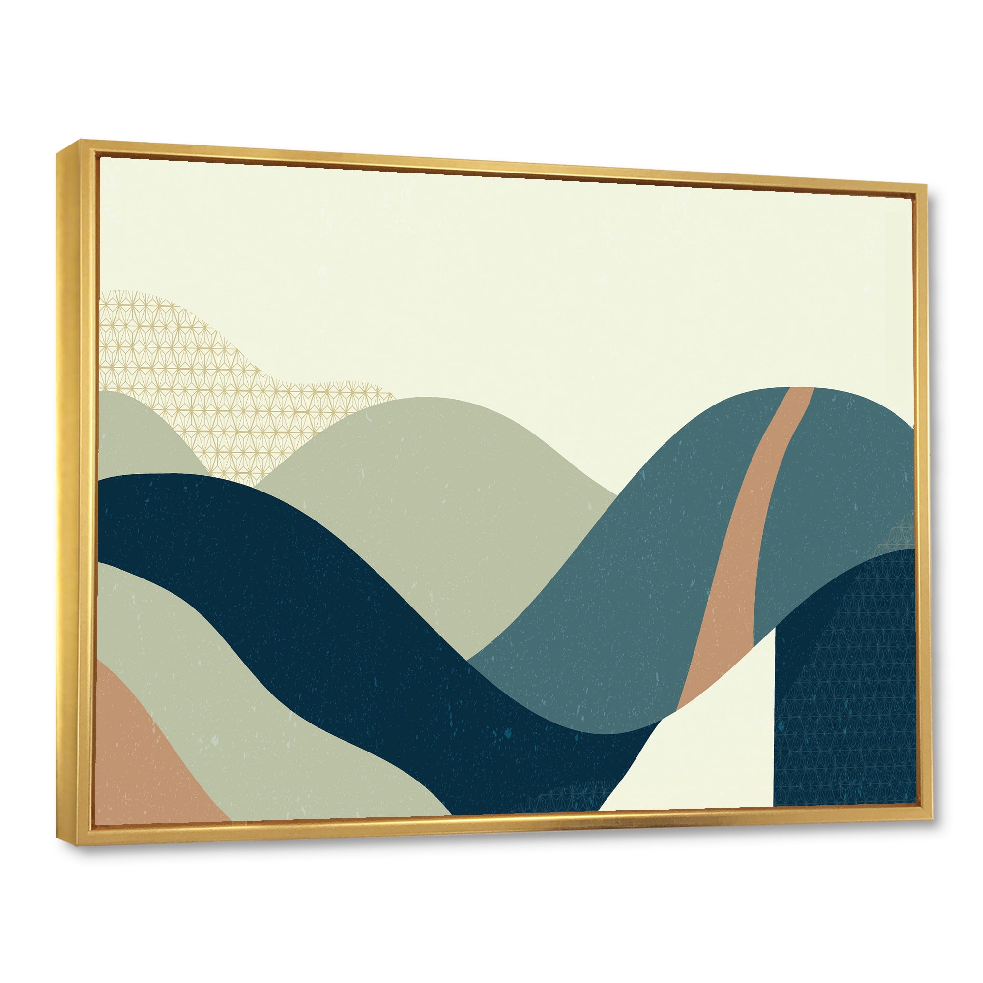 Designart 'Landscape With Hills Abstract Geometric Art' Modern Framed Canvas Wall Art Print