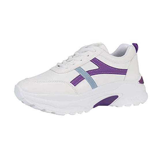 AUDeals Womens Chunky Platform Sneakers Lace Up Athletic Walking Shoes Fashion Breathable Heightening Outdoor Casual Non Slip Shoes (Purple, 7.5)