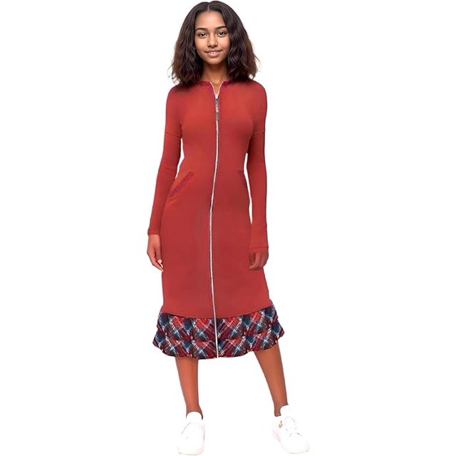 SANAE DESIGN Robe Chandail en Molleton Adaptative avec Manches Dolman et Fermeture Éclair avant Complète