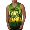 thumbnail image 2 of symoid Graphic Tank Tops for Men- Summer Casual Hawaiian Beach Green Boys Undershirts Size L, 2 of 5