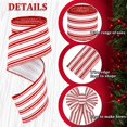 thumbnail image 3 of 2 Rolls Christmas Wired Edge Ribbon Christmas White Red Striped Fabric Ribbon Farmhouse Craft Ribbon for DIY Gift Wrapping Wreath Floral Arrangement Bow Decoration,2.5 Inch x 12 Yard, 3 of 7