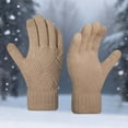 thumbnail image 2 of MIASHUI Winter Thermal Knitted Touchscreen Warm Mittens for Cold Weather Riding Work Windproof Comfort Fit Gloves Khaki, 2 of 3